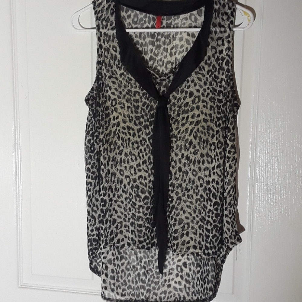 Sheer high low sleeveless blouse